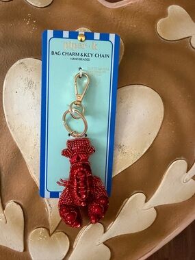 Piper K Hand Beaded Lobster Keychain or Bag Charm